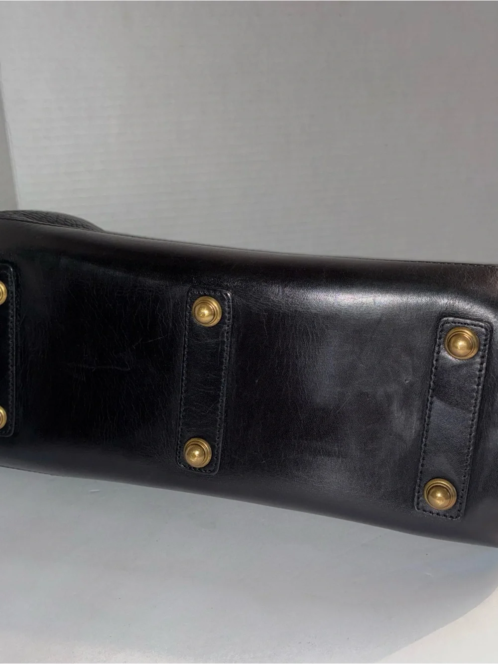 Vintage Dooney & Bourke Boston Black Pebbled Leather Satchel with Brass Hardware